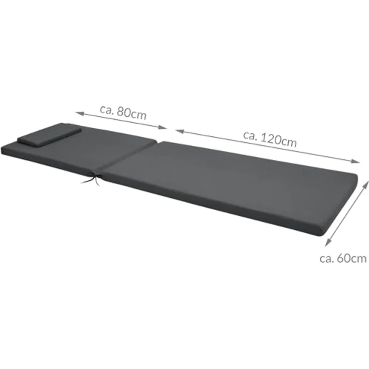 Beautissu Rollliegenauflage Loft RL 200 x 60 x 5 cm Graphitgrau – Bild 6