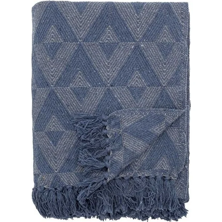 Wohndecke Bloomingville Decke UDINE Blau Gemustert 160x130 cm, Bloomingville – Bild 4