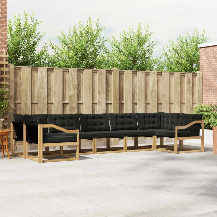 vidaXL Outdoor-Sofagarnitur 7 stk. 7-Sitzer Weiß und Schwarz 3389054 – Bild 1