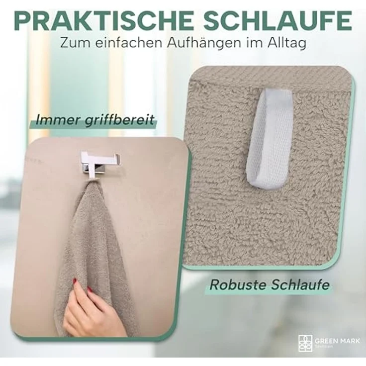 NatureMark 8er Spar-Pack Frottier Handtücher, Handtuch-Set, 50x100 cm, Sand/Beige, 100% Baumwolle – Bild 6