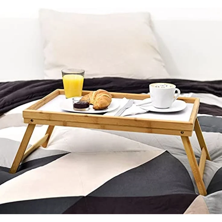 Dimono Tabletttisch Frühstückstablett Bambus Bett-Tablett, Serviertablett Betttisch – Bild 5