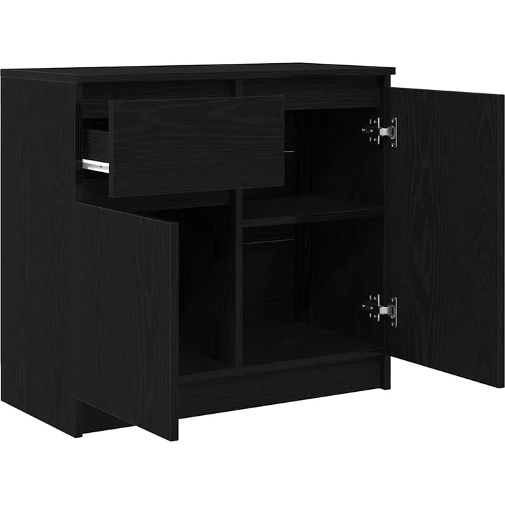 vidaXL Sideboard mit Schublade Schwarz Eichen-Optik 71x35x65 cm 861599 – Bild 4