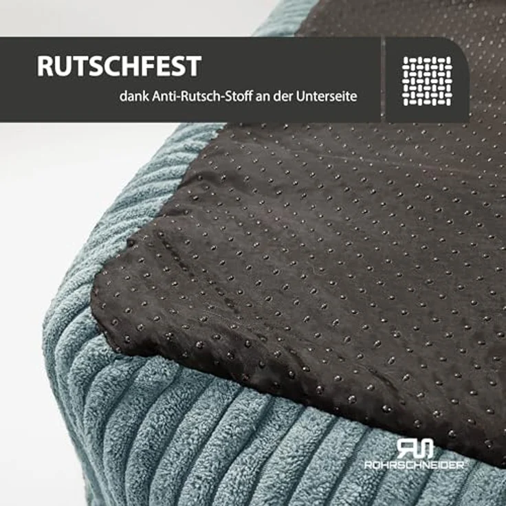 Rohrschneider Tierbett Hundebett Cord für kleine Hunde mit waschbarem Bezug inkl. Futternapf, antiruschbeschichtete Unterseite – Bild 7