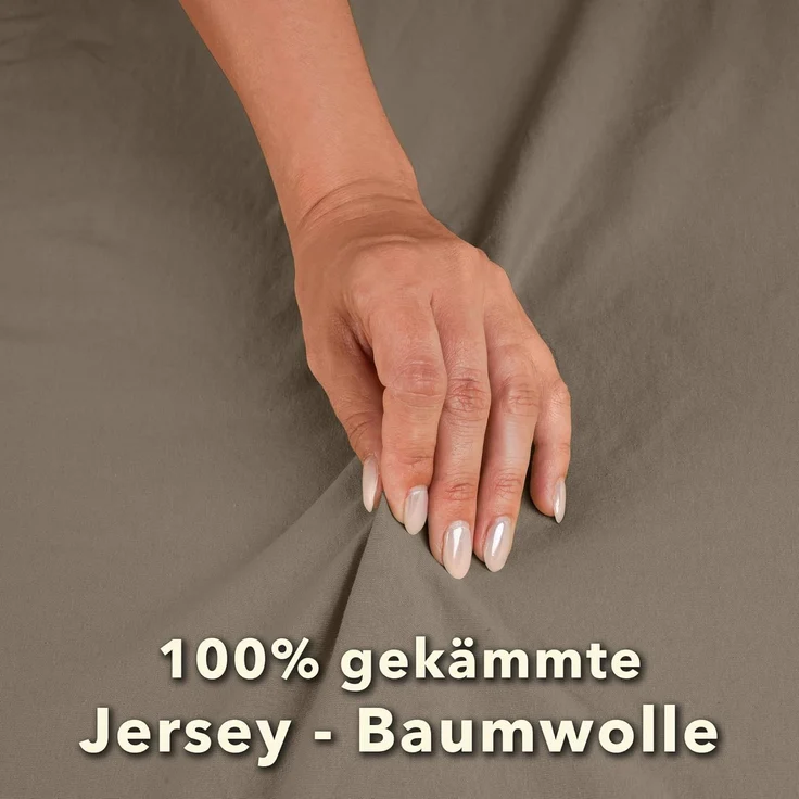 STUDIO Spannbettlaken Basic Topper, viele Größen, 100% Baumwolle, OEKO-TEX 100, Jersey, Baumwolle, Gummizug: rundum, (1 Stück), 90x200 cm Topper Spannbetttuch bis 14 cm Höhe - Taupe – Bild 5