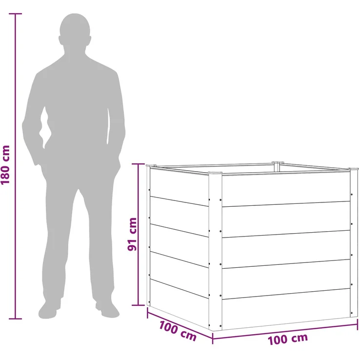 vidaXL Hochbeet Braun 100 x 100 x 91 cm WPC und Aluminium 42038999 – Bild 7