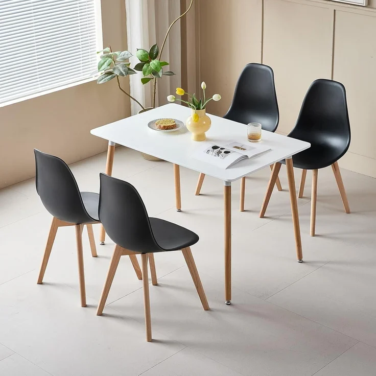Esszimmerstühle Bürostühle 8er Set Buchenholzbeine Schwarz 8 Stühle – Bild 8