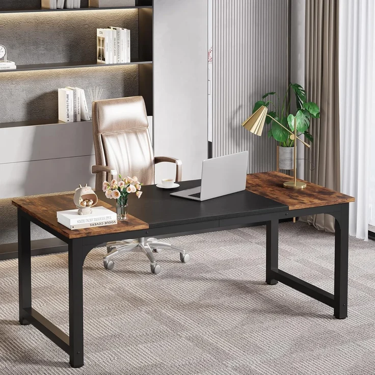 LITTLE TREE 63-Zoll-Großschreibtisch für Führungskräfte, einfacher Computerarbeitsplatz mit 31,5-Zoll-Extrabreit-Arbeitsplatte für das Homeoffice – Bild 5