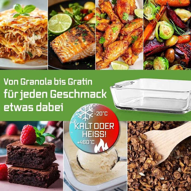 GOURMETmaxx Glas-Auflaufform 800ml transparent für Heißluft-Fritteusen quadratisch – Bild 5