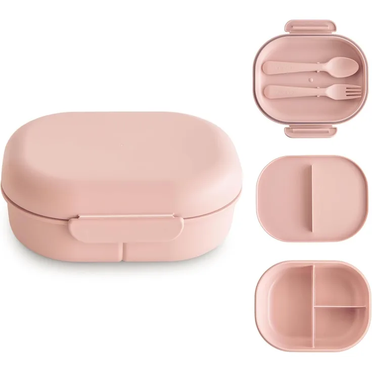 Mushie - Lunchbox Inkl. Besteck - Blush Rosa