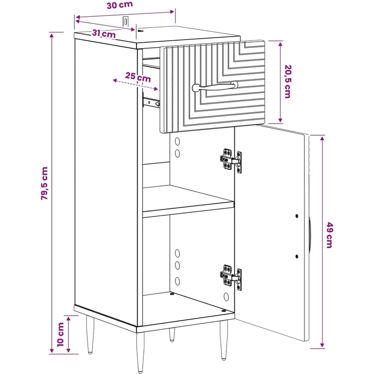vidaXL Badezimmer Aufbewahrungsschrank HAARLEM Altholz 30 x 31 x 80 cm 896833 – Bild 8