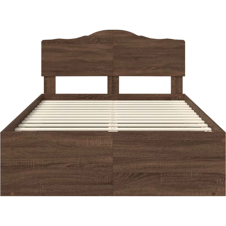 vidaXL Bettrahmen Braun Eichen-Optik 120 x 200 cm Massives Kiefernholz 3412922 – Bild 6