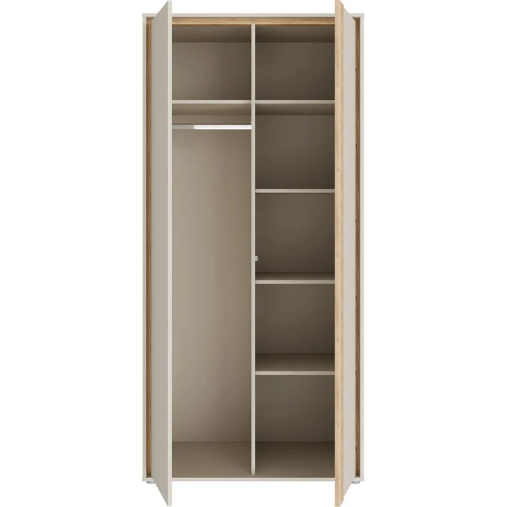 Drehtürenschrank >WEXLIN< 5 Böden, sandfarbig / Mauvella Eiche Dekor - 91,3x193,7x60cm (BxHxT) – Bild 5