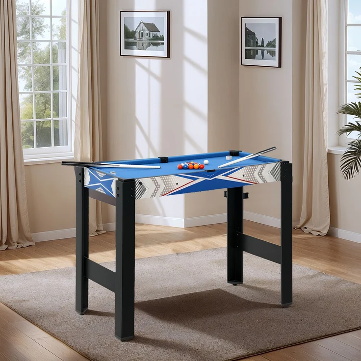 MELAYR, 5-in-1 Mini Spieletisch, Billard, Tischtennis, Hockey, Basketball, 91 x 45.5 x 76 cm, Blau+Schwarz – Bild 4
