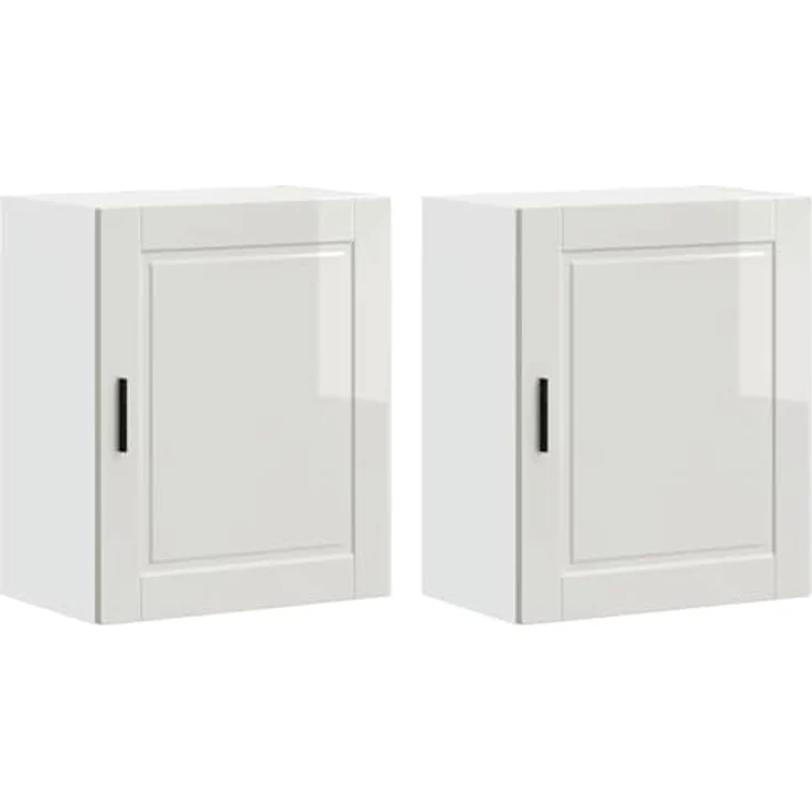 vidaXL Küchen-Hängeschränke 2 Stk. Porto Hochglanz-Weiß Holzwerkstoff 854042 – Bild 1