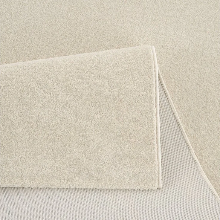 SANAT Kurzflor Teppich Wohnzimmer - Uni Modern Teppiche fürs Schlafzimmer, Arbeitszimmer, Büro, Flur, Kinderzimmer und Küche - Creme, 120x170 cm – Bild 3