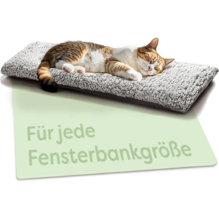 Katzen Fensterliege Fensterbank rutschfest - Selbstwärmende Katzenmatte für Fenster 90x28 cm - Weich & Kuschelig - Waschbarer Bezug (Grau) – Bild 1