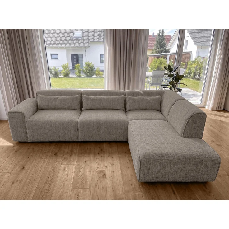 AX LIVING Wohnlandschaft mit Schlaffunktion Ruyam Hellbraun Sofa R – Bild 3