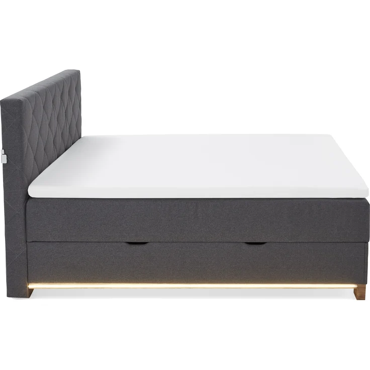 Messina Boxspringbett grau Stoffbezug Faro 213cm x 181cm x 119cm – Bild 2