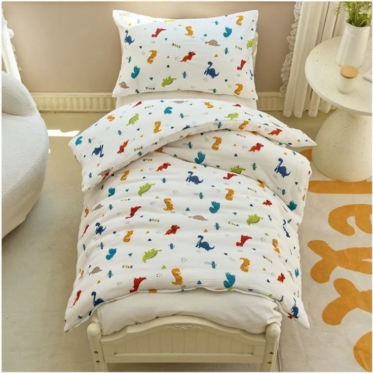 KEAYOO Kinderbettwäsche Muslin Bettwäsche Baumwolle Double Gauze, 2 teilig, Double Gauze Bettwäsche mit Elefantenmotiven für Kinder – Bild 4