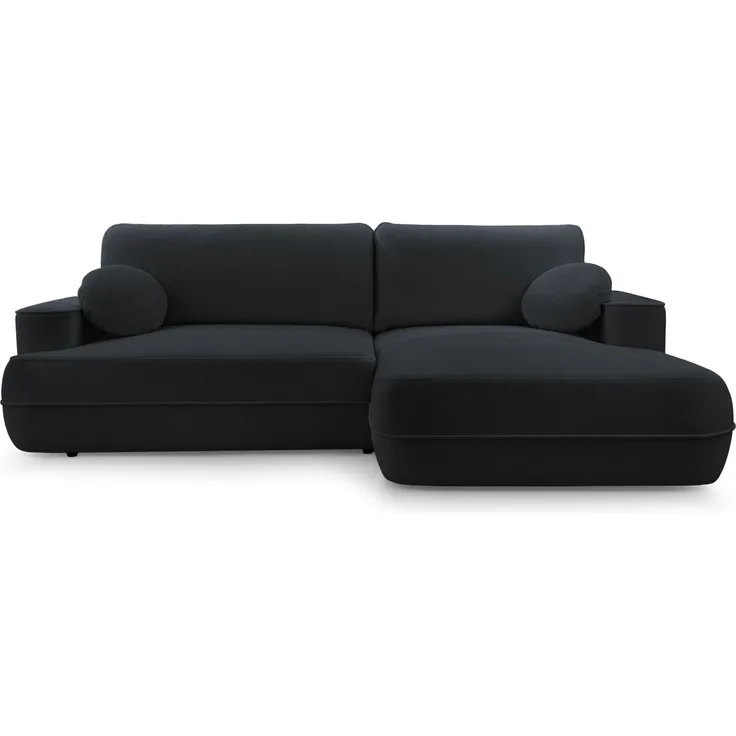 Selsey 'Fuerro' Ecksofa mit Schlaffunktion, Bettkasten, Ottomane rechts, Strukturstoff wasserabweisend, Schwarz