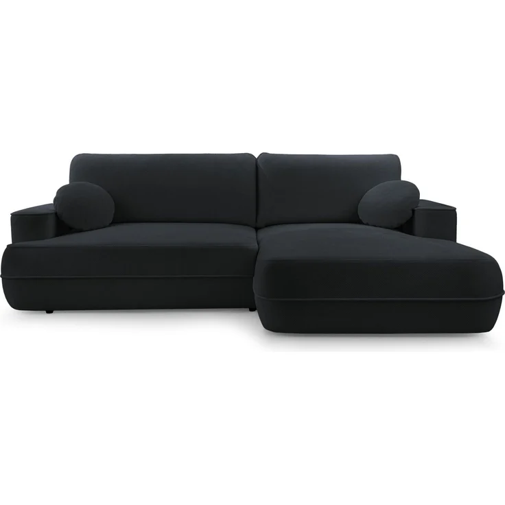 Selsey 'Fuerro' Ecksofa mit Schlaffunktion, Bettkasten, Ottomane rechts, Strukturstoff wasserabweisend, Schwarz – Bild 1