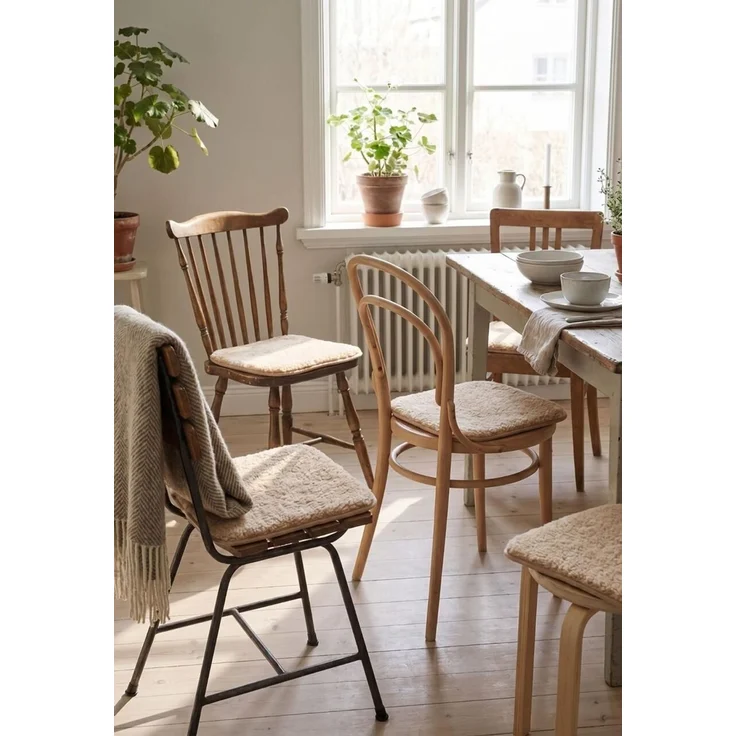 Sitzkissen aus Merinowolle 40x40 cm Beige – Bild 5