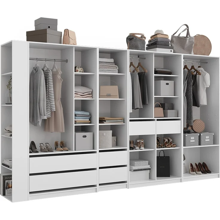 Kleiderschrank Elmo Weiß 50 x 200 cm 5er Set Vicco – Bild 6
