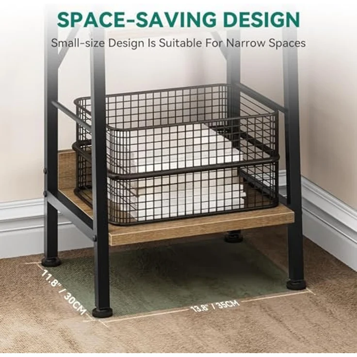 YITAHOME Schmal Bücherregal mit 5 Ebenen 35 cm Breit, Industrielles Leiterregal Standregal Holzregale und Metallrahmen, Modernes Regal für Wohnzimmer, Eichenfarbe – Bild 7