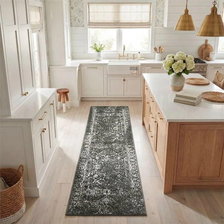 Safavieh Läufer 76x244 cm - Adirondack Collection - Transitional Design, Dunkelgrün & Elfenbein, Pflegeleichte Synthetikmischung, Ideal für Wohnzimmer, Schlafzimmer, Büro | 1 cm Flor, Teppich für den Innenbereich, langlebig, kinder- und haustierfreun...