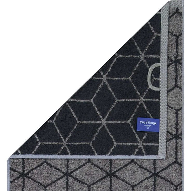 Villeroy & Boch Gästetuch, 3er Pack - Carré, Walkfrottier, gemustert, Handtuch, Baumwolle Dunkelgrau/Schwarz 30x50 cm – Bild 3