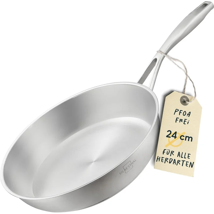 SILBERTHAL Bratpfanne Unbeschichtet 20cm Induktion, Edelstahl (1-tlg), Induktionsgeeignet,für Röstaromen