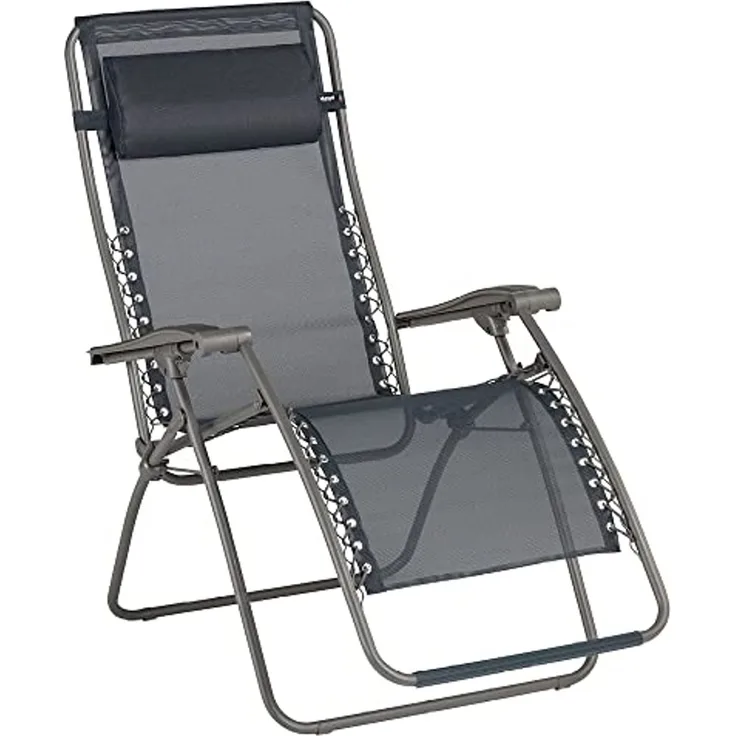 Lafuma Mobilier - Gepolsterter Relaxsessel Zero Gravity RSXA - Klappbarer Liegestuhl für Terrasse und Garten - Strapazierfähiges Batyline®-Gewebe - Mehrpositionenliege, Komfortabel, Frankreich - Grau