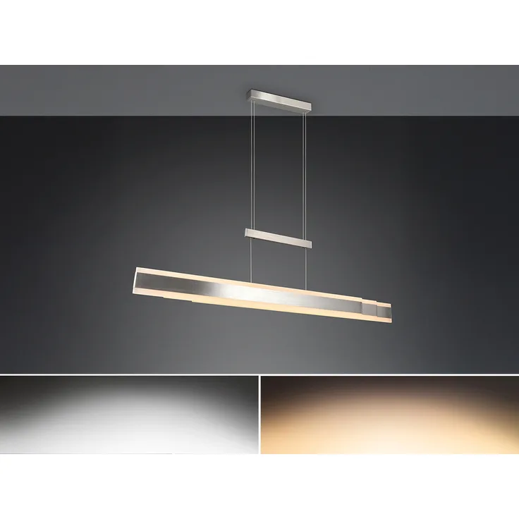 LED Pendelleuchte ARCOLA ausziehbar höhenverstellbar Silber, max. Breite 152cm