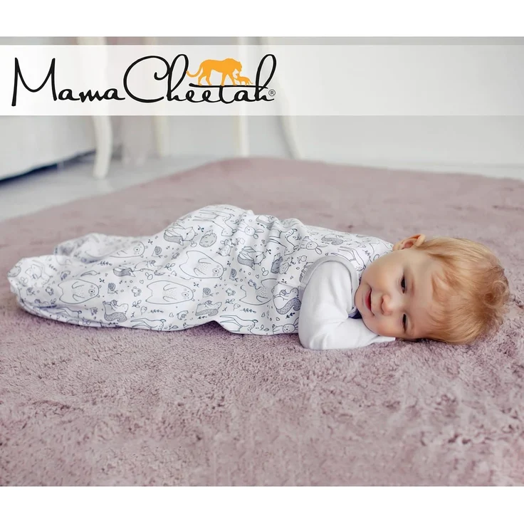 Mama Cheetah Baby Schlafsack, 0.5 TOG 100% Bio-Baumwolle, Ideal für den Sommer, Sommerschlafsack für Jungen und Mädchen, M (6-12 Monat) – Bild 3