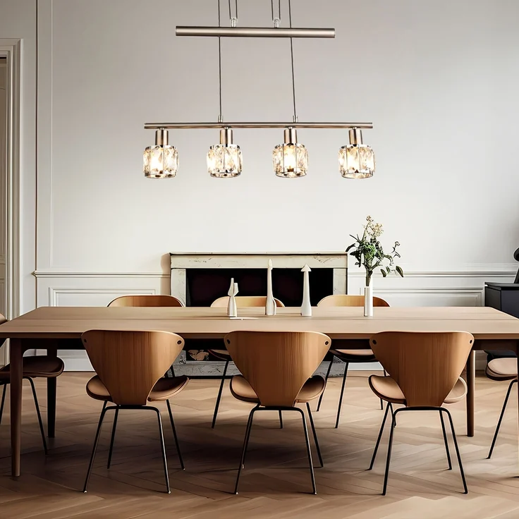 Hängeleuchte, Glaskristalle klar, Chrom, L 60 cm – Bild 5