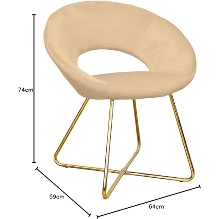 GARDENIA Vellutino Sessel rund London Sand, Wildleder, 65 x 59 x 74 cm – Bild 2