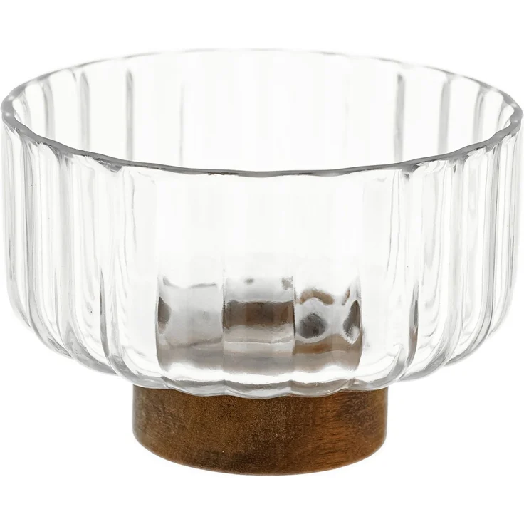 Luana Bowl Piccola Glasschale mit Akazienholz - Servier- & Dekoschale, 14 x 9,5 cm – Bild 2