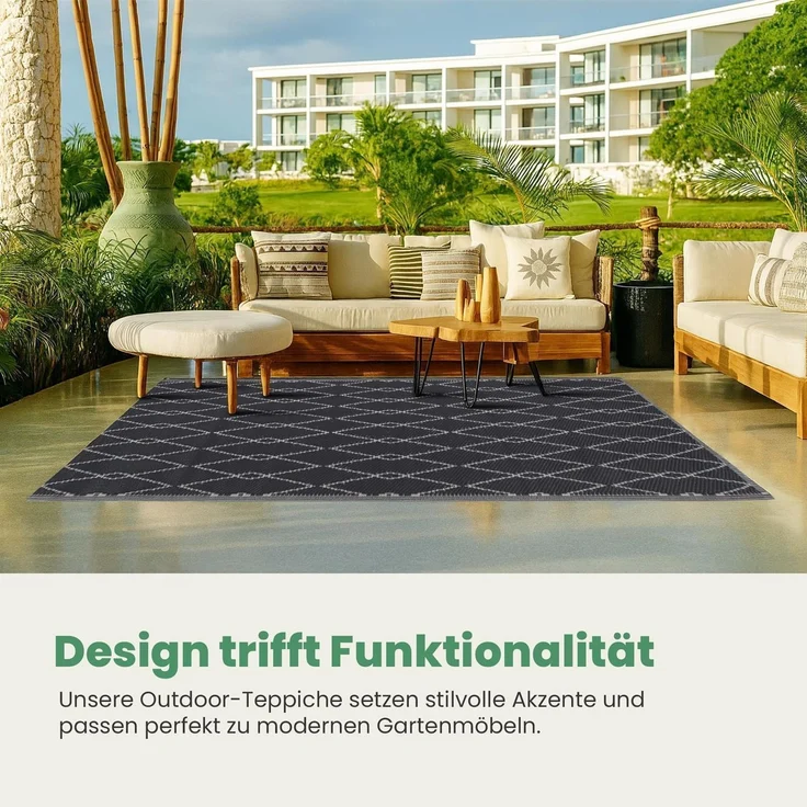Bestlivings Outdoor Teppich Wetterfest und UV-Beständig ( 80x250cm / Raute ) Teppich aus Kunststoff für Garten, Balkon, Terrasse - Outdoorteppich – Bild 3
