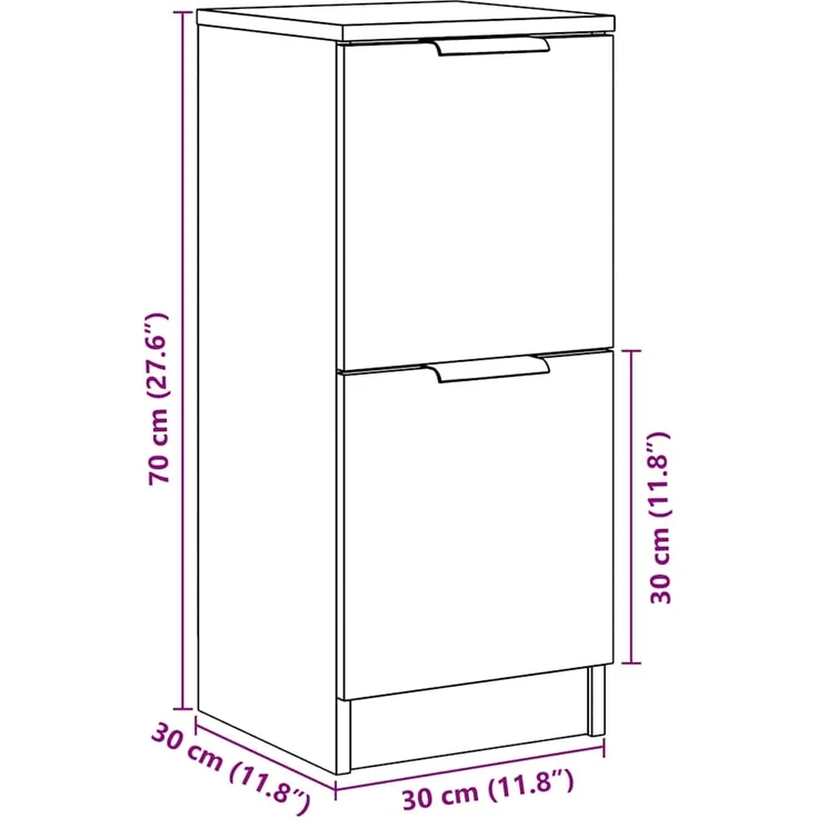 vidaXL Sideboards 2 Stk. Altholz-Optik 30x30x70 cm Holzwerkstoff 856960 – Bild 10