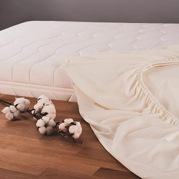 Blumtal® Baumwolle Spannbettlaken für Topper 120x200 cm Basics Jersey - Bettlaken 120x200 cm - Oeko-TEX zertifiziertes Spannbetttuch 120x200 cm - Topper Spannbettlaken 120x200 cm - Elfenbein – Bild 3