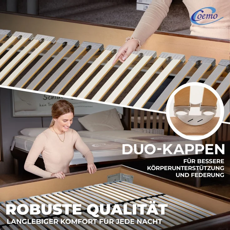 Coemo Starrer Lattenrost "EasyLat" 140x200 cm mit Mittelgurt & 28 Leisten – Bild 2