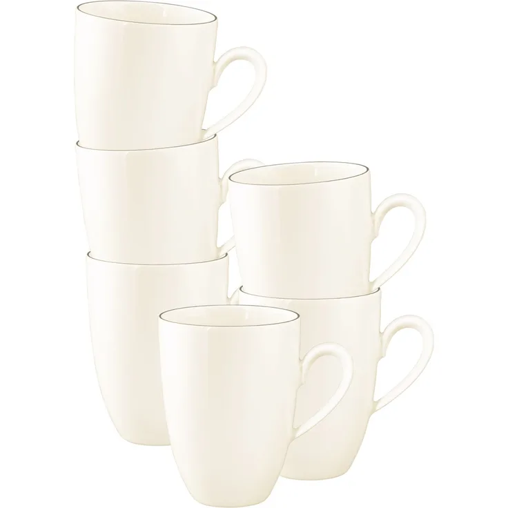 Seltmann Weiden Savona Henkelbecher 350 ml Grey Line 6er Set