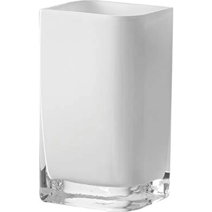LEONARDO HOME Lucca Tisch-Vase aus handgefertigtem Glas, moderne rechteckige Deko-Vase in weiß, 20 x 11 x 9,5 cm