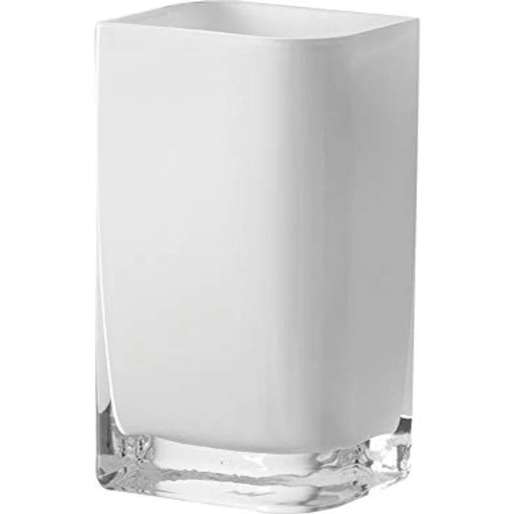 LEONARDO HOME Lucca Tisch-Vase aus handgefertigtem Glas, moderne rechteckige Deko-Vase in weiß, 20 x 11 x 9,5 cm – Bild 1