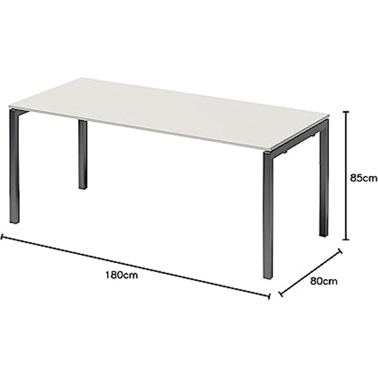 BISLEY Cito Schreibtisch, 740 mm höhenfixes U-Gestell, Metall, Gw334 Dekor Grauweiß, Gestell Anthrazitgrau, 80 x 180 x 85 cm – Bild 2