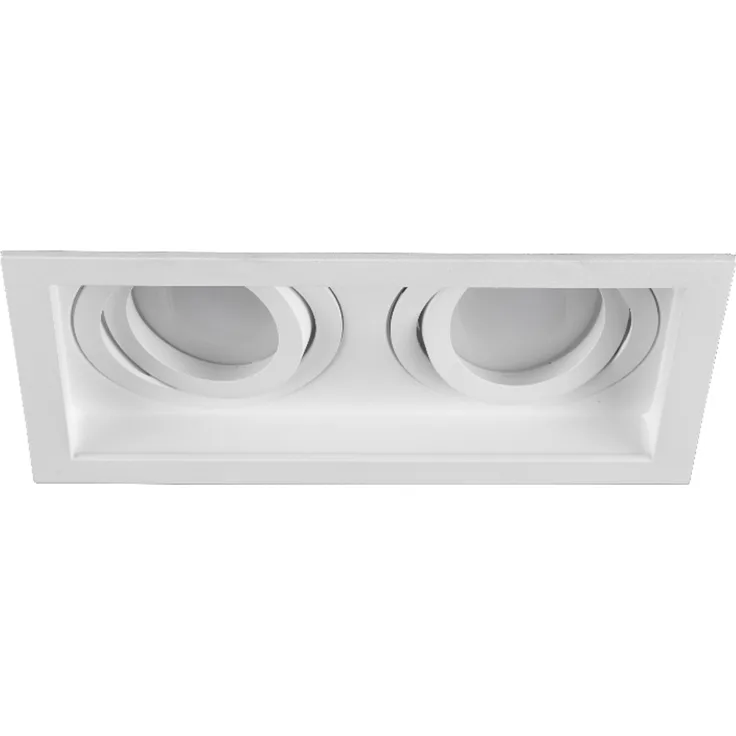 Eckiger 2-flammiger LED Deckeneinbaustrahler Weiß, schwenkbar 17,2 x 9,2cm
