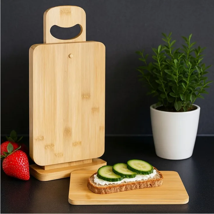 Koopman Frühstücksbrett Holzbretter Bambus Natur 7 Tlg, Holz, (Set, 7-St, Packung), 7 Tlg, Selbststehend, Metall & Holz, Hellbraun, Tragegriff