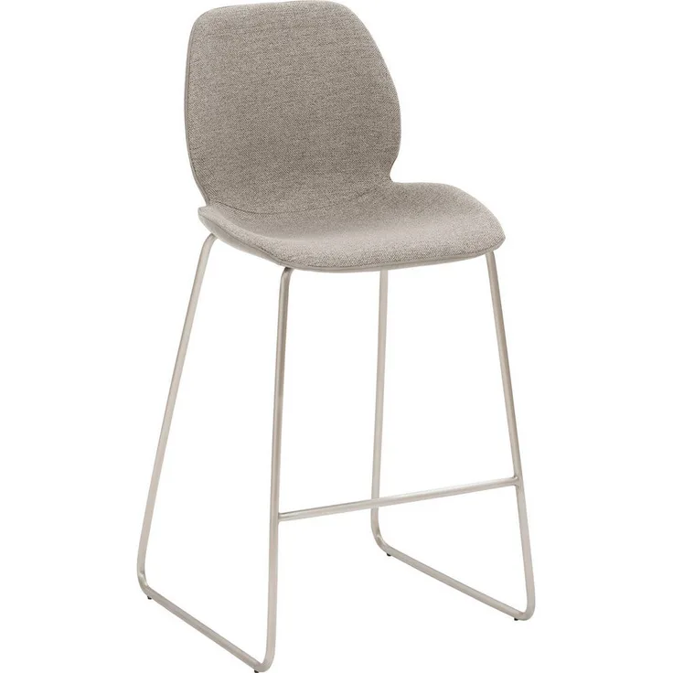 Livetastic Tresenstuhl Hellgrau, Edelstahl Kufengestell, Textilbezug mit Vintage-Lederlook, 49x97x52 cm, Esszimmer Barhocker