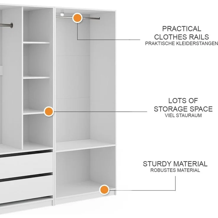 Kleiderschrank Elmo Weiß 180 x 200 cm 2er Set Vicco – Bild 9