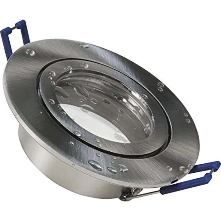 McShine Einbaurahmen DL-54, Rund IP44, Clip-Verschluss, für GU10 und MR16 LED/Halogen, Edelstahl gebürstet, feuchtraumgeeignet für Badezimmer, Küche, Außenbereich – Bild 1